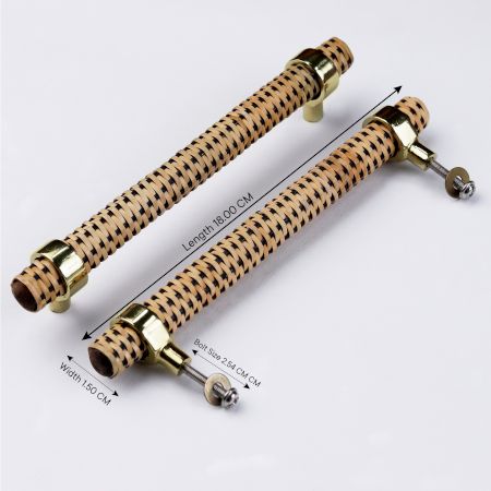 Adjustable Natural Black Round Rattan Drawer Handles (7 Inch)